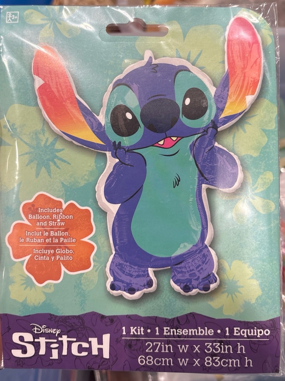 Disney Stitch Party Balloon — Blue, Teal & Pink